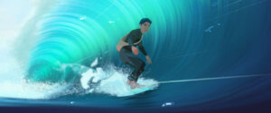in waves